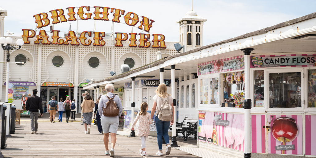 People walking on Brighton Palace Pier