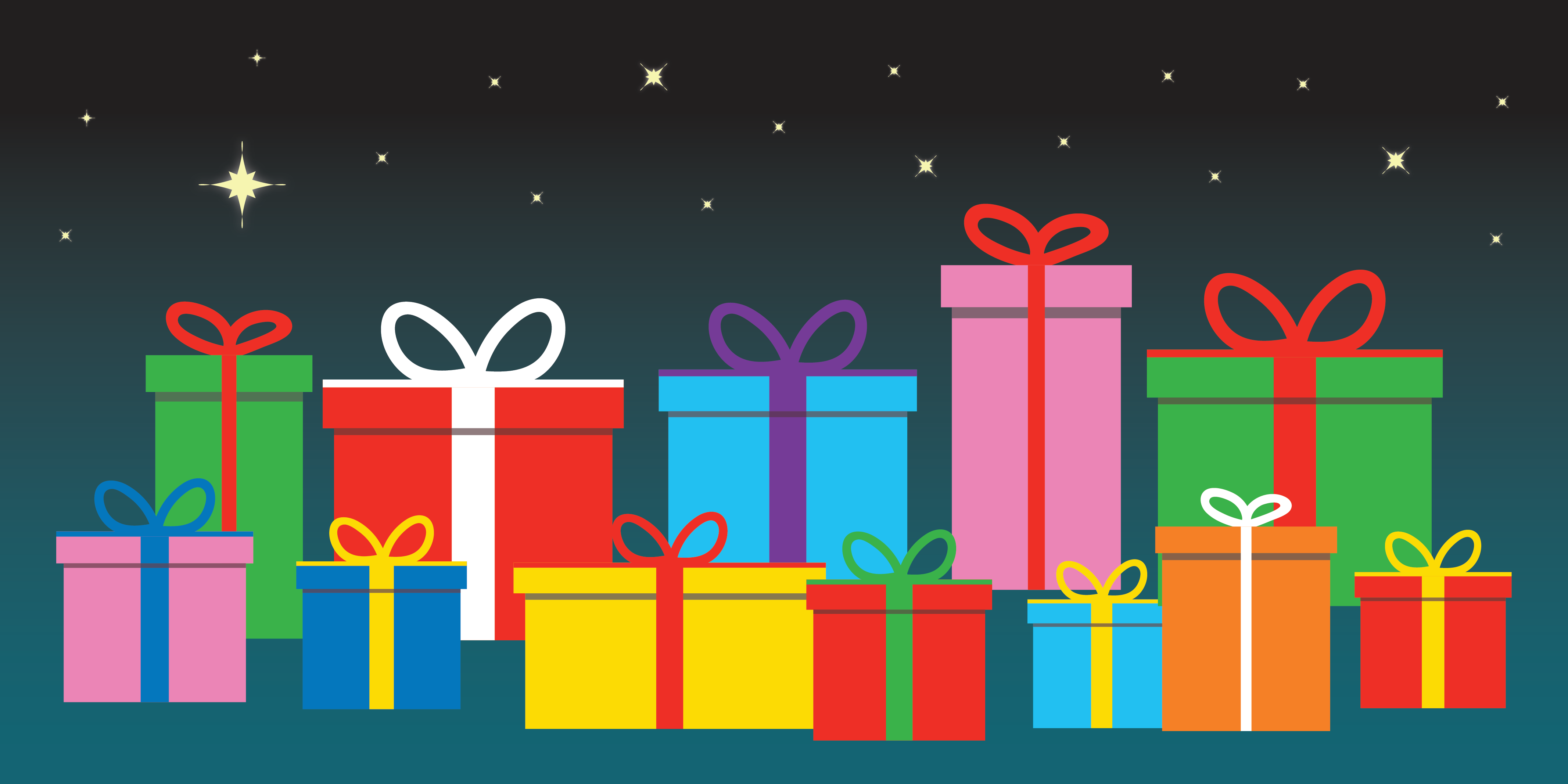 multicoloured presents