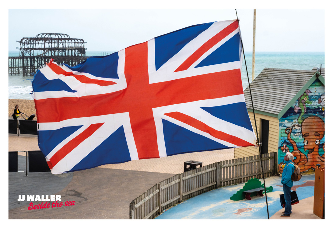 Flag on pier