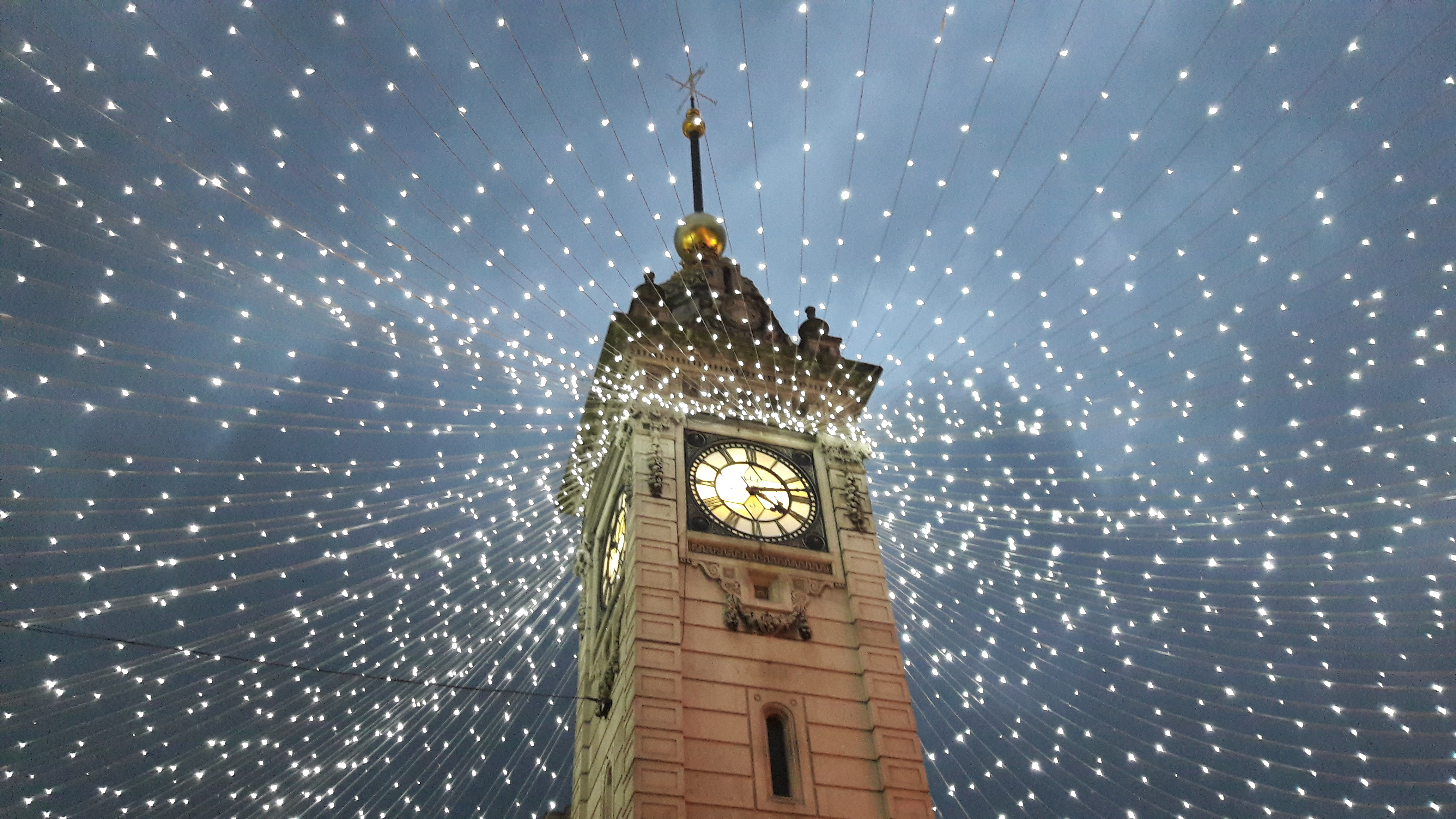 Christmas lights over Brighton clock tower