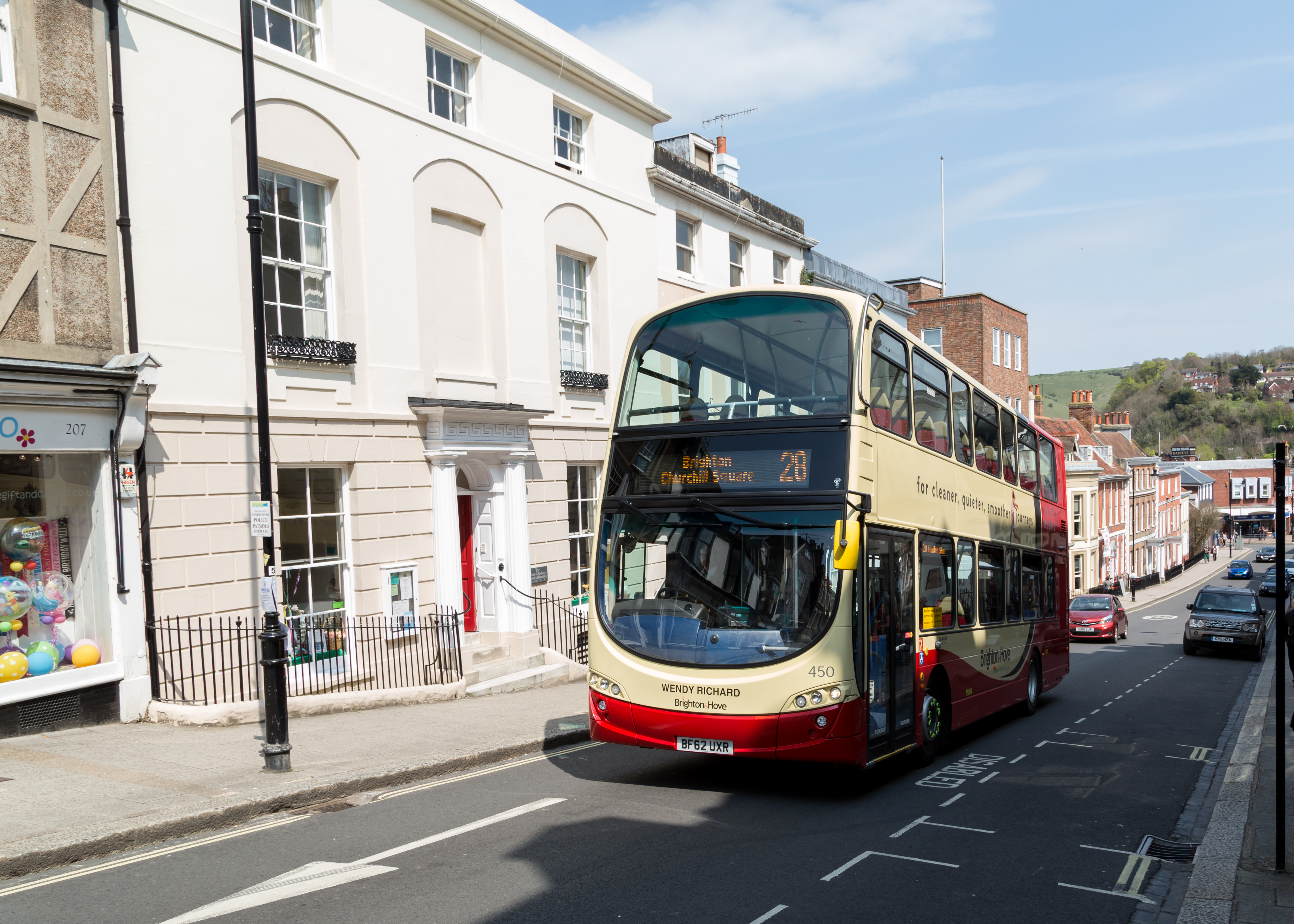 Bus driving through Lewes