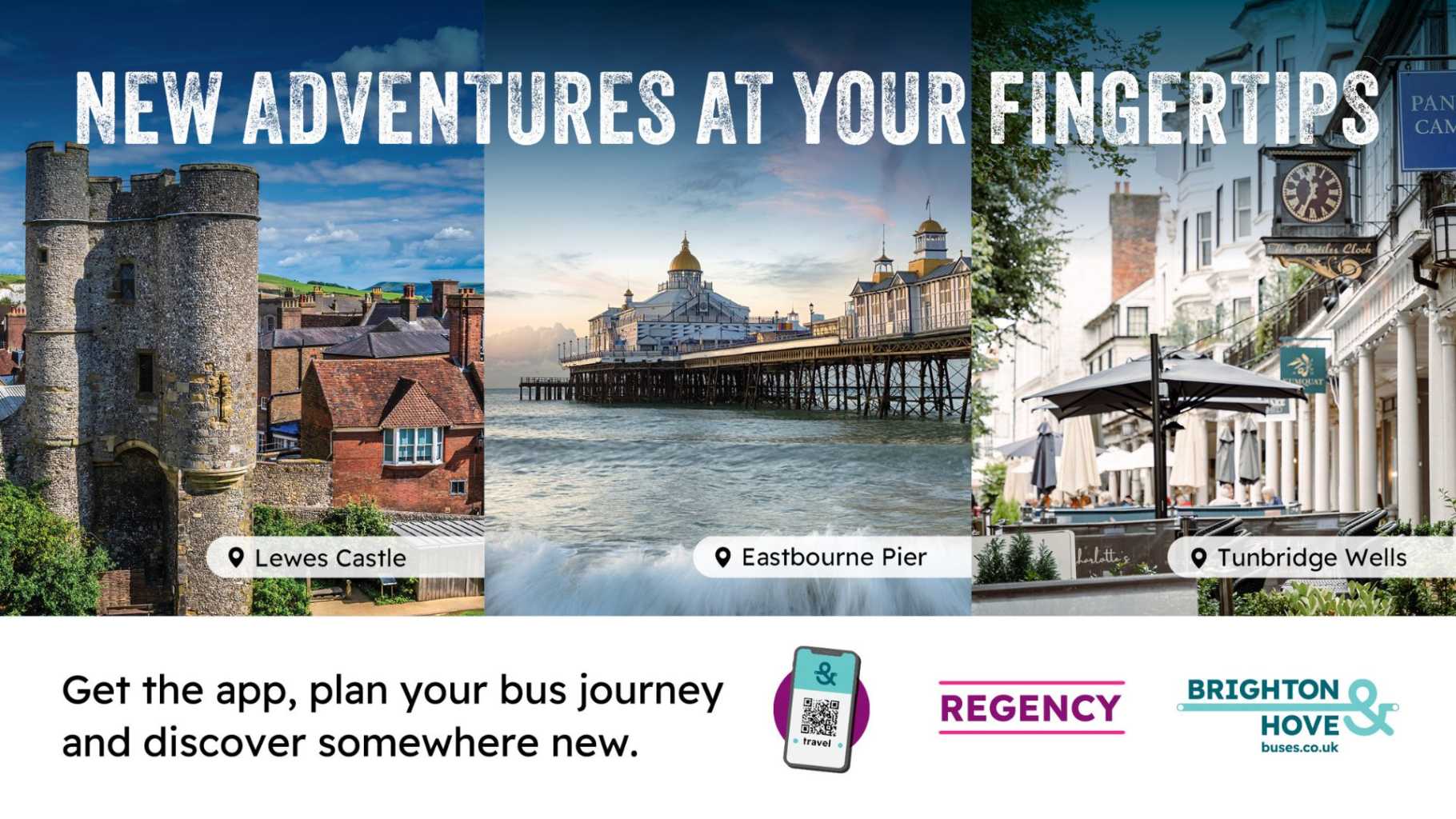 images of 3 locations on the network with text overlaid reading new adventures at your fingertips